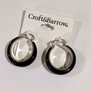Silver tone & Black Earrings - Women's Fashion Jewelry